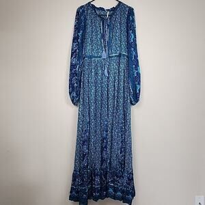 Free People Emerald Green Blue Small Maxi Dress